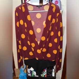 Polka Dot Bodysuit - Burgundy and Yellow